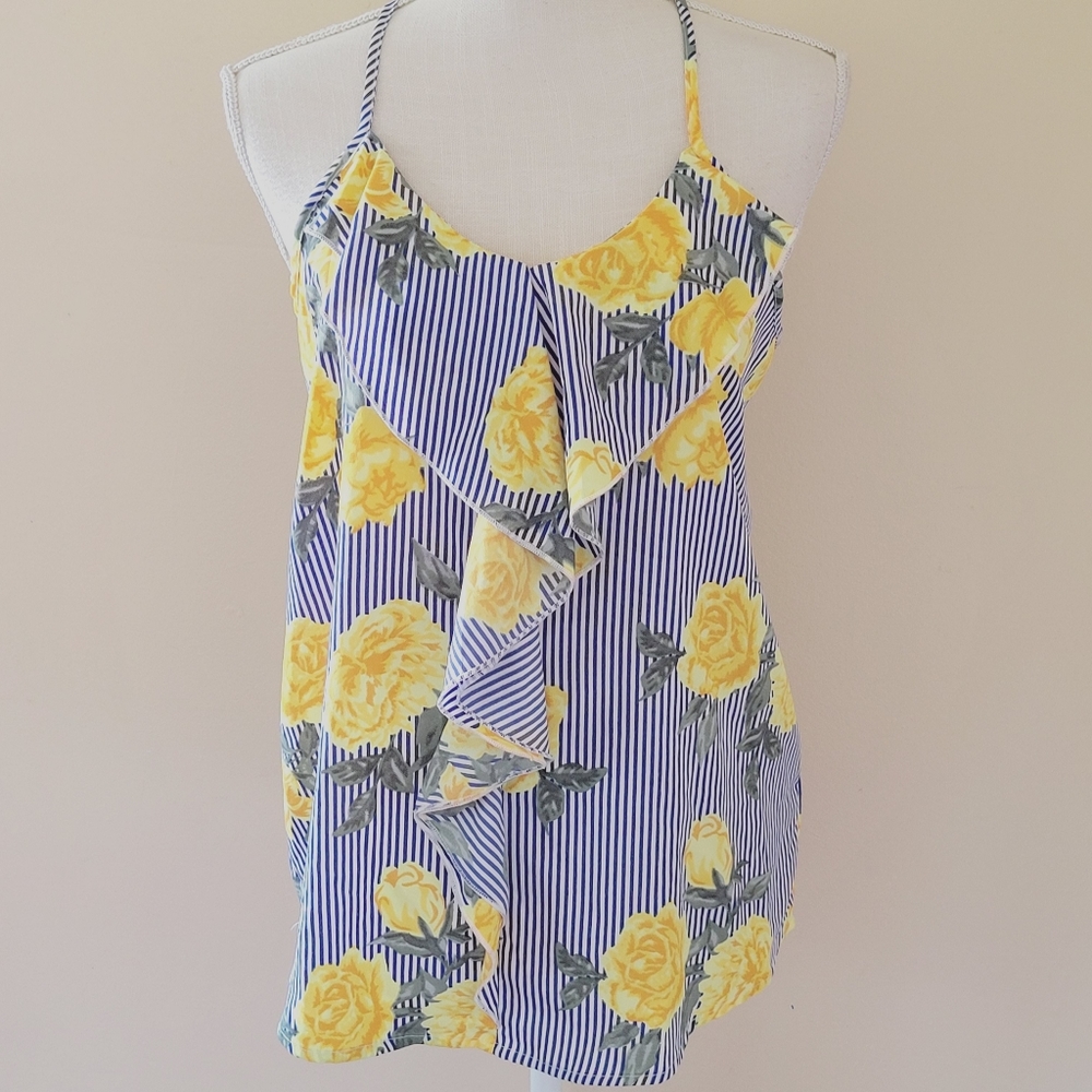 Time to bloom floral striped tank size small
